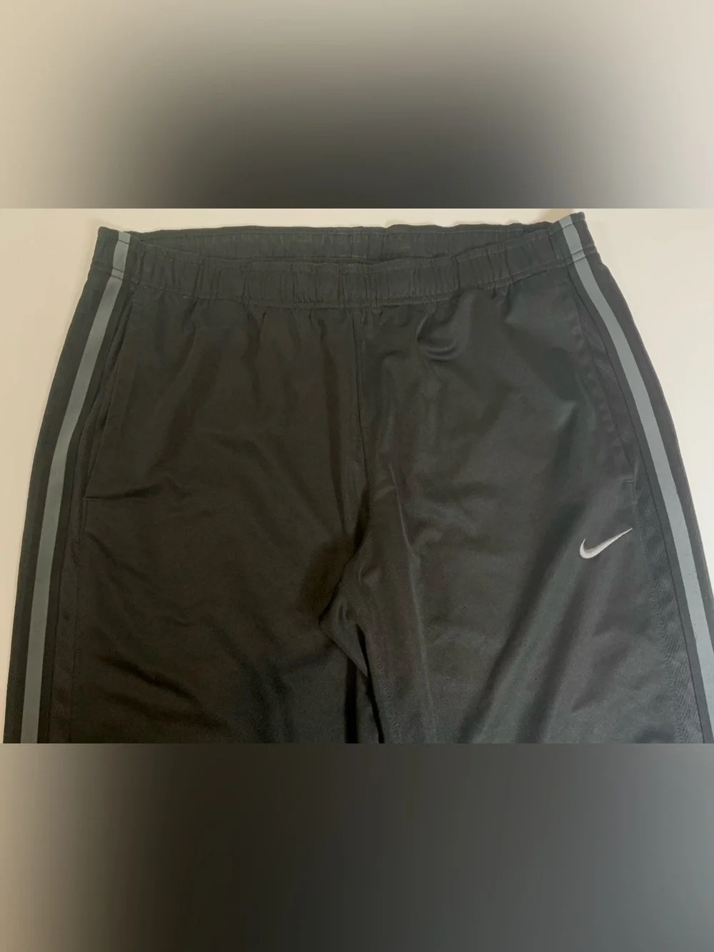 Nike Dri-FIT Open Hem Track Pants Gray Stripe Black Men’s Large Athletic Retro